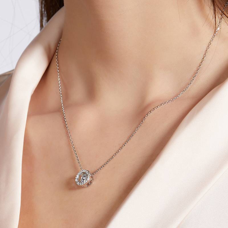 Dynamic Dream S925 Silver Plated Platinum Moissanite Diamond Necklace 50 Points D-Class